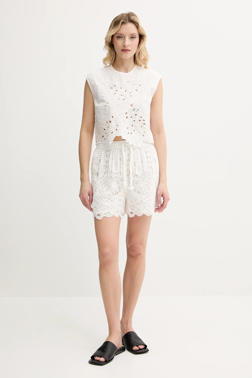 Шорты Pinko цвет белый узор высокая посадка 104856 A2G9