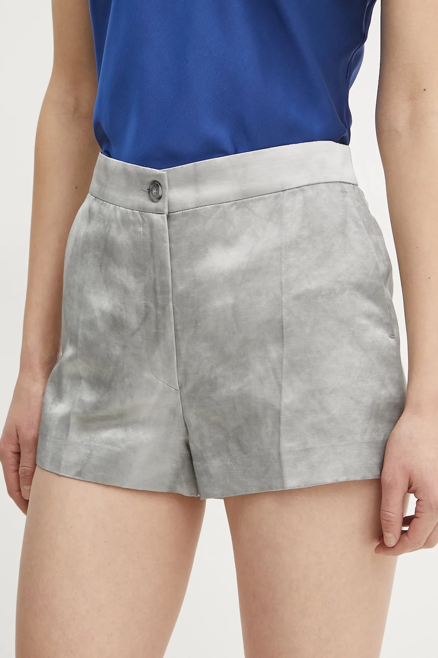 Levně Šortky s příměsí lnu Pinko šedá barva, high waist, 104807 A2BP