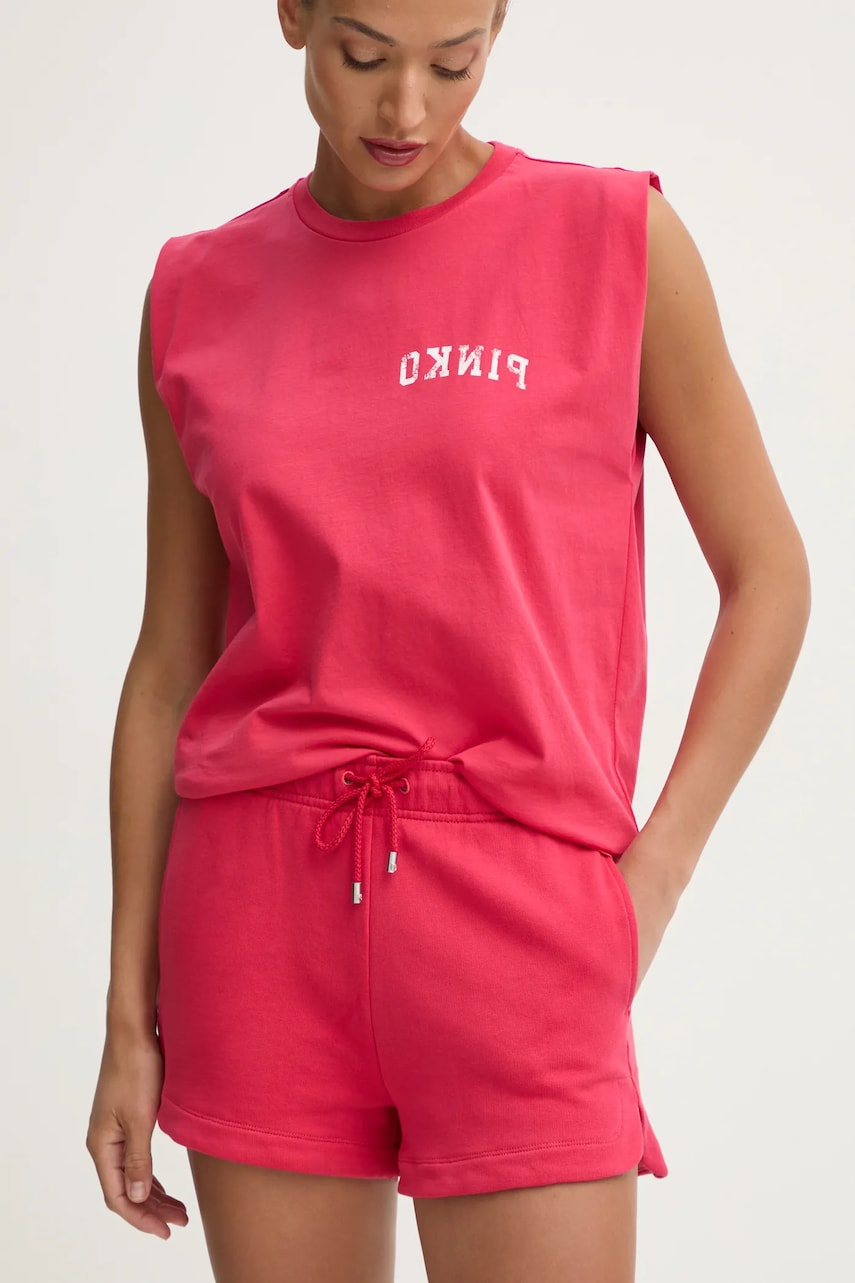 Levně Kraťasy Pinko dámské, červená barva, s potiskem, medium waist, 104284 A2BZ