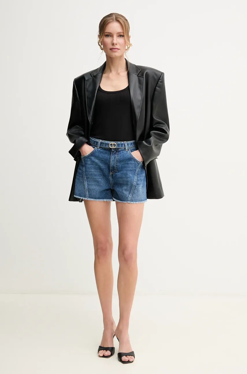 Джинсовые шорты Twinset женские однотонные высокая посадка 251TP2575 Джинсовые шорты Twinset женские однотонные высокая посадка 251TP2575
