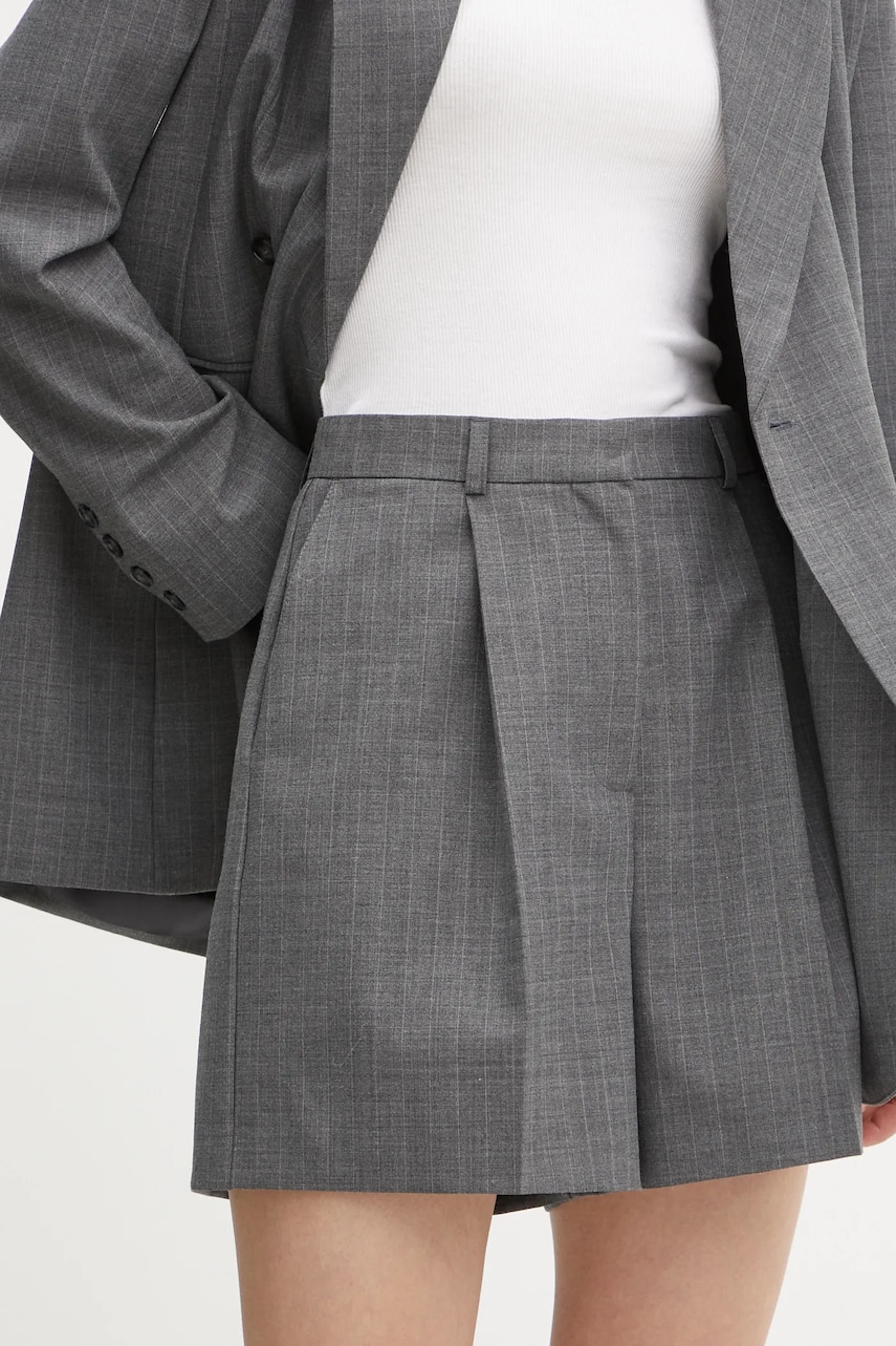 Herskind pantaloni scurti din lana Reggy culoarea gri, neted, high waist, 5404134 Herskind pantaloni scurti din lana Reggy culoarea gri, neted, high waist, 5404134