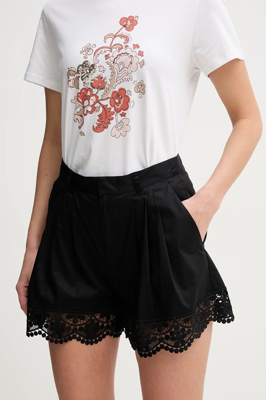 Levně Kraťasy Twinset dámské, černá barva, hladké, high waist, 251TT2096