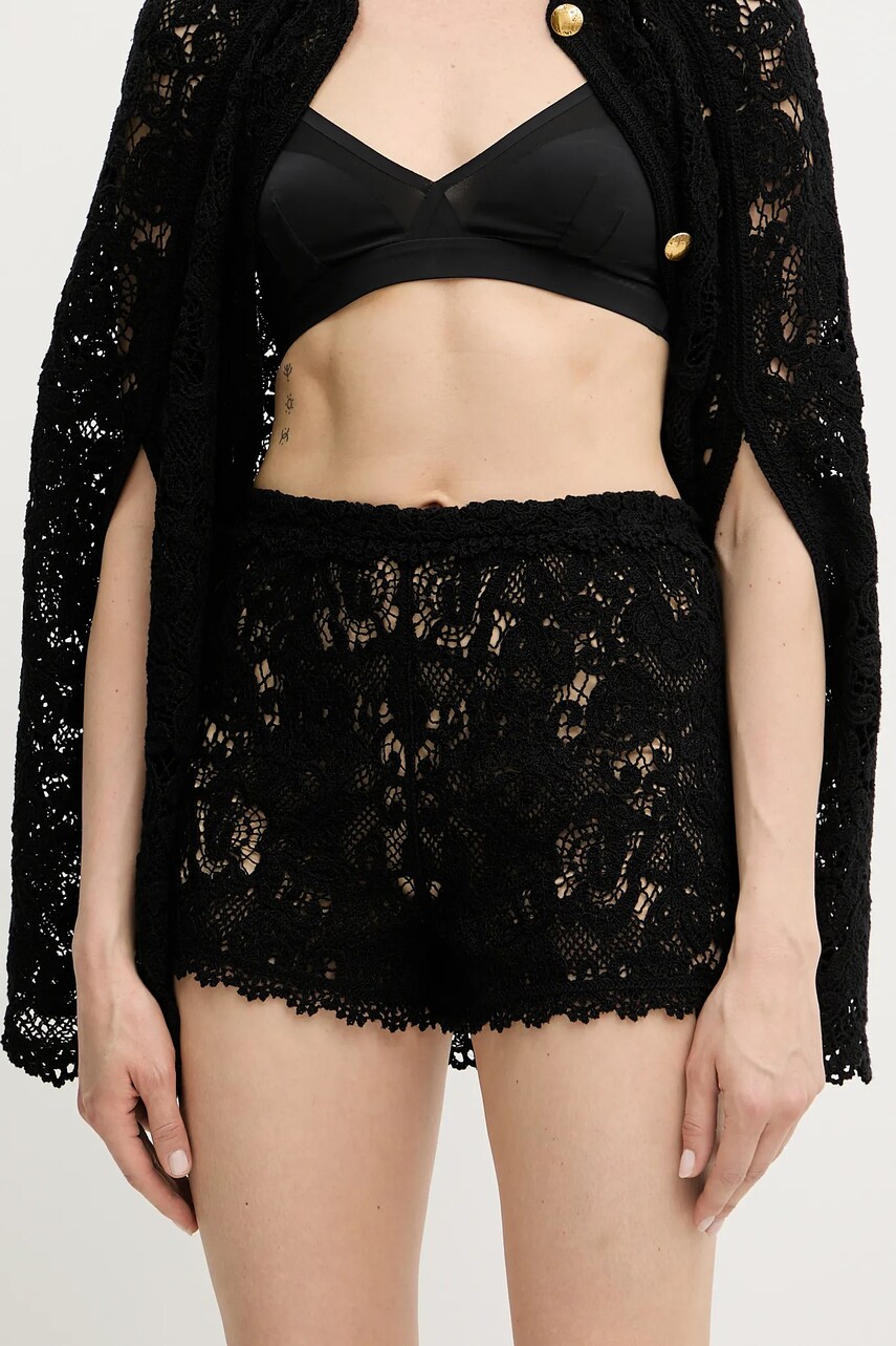 Levně Bavlněné šortky Twinset dámské, černá barva, high waist, 251TS3133