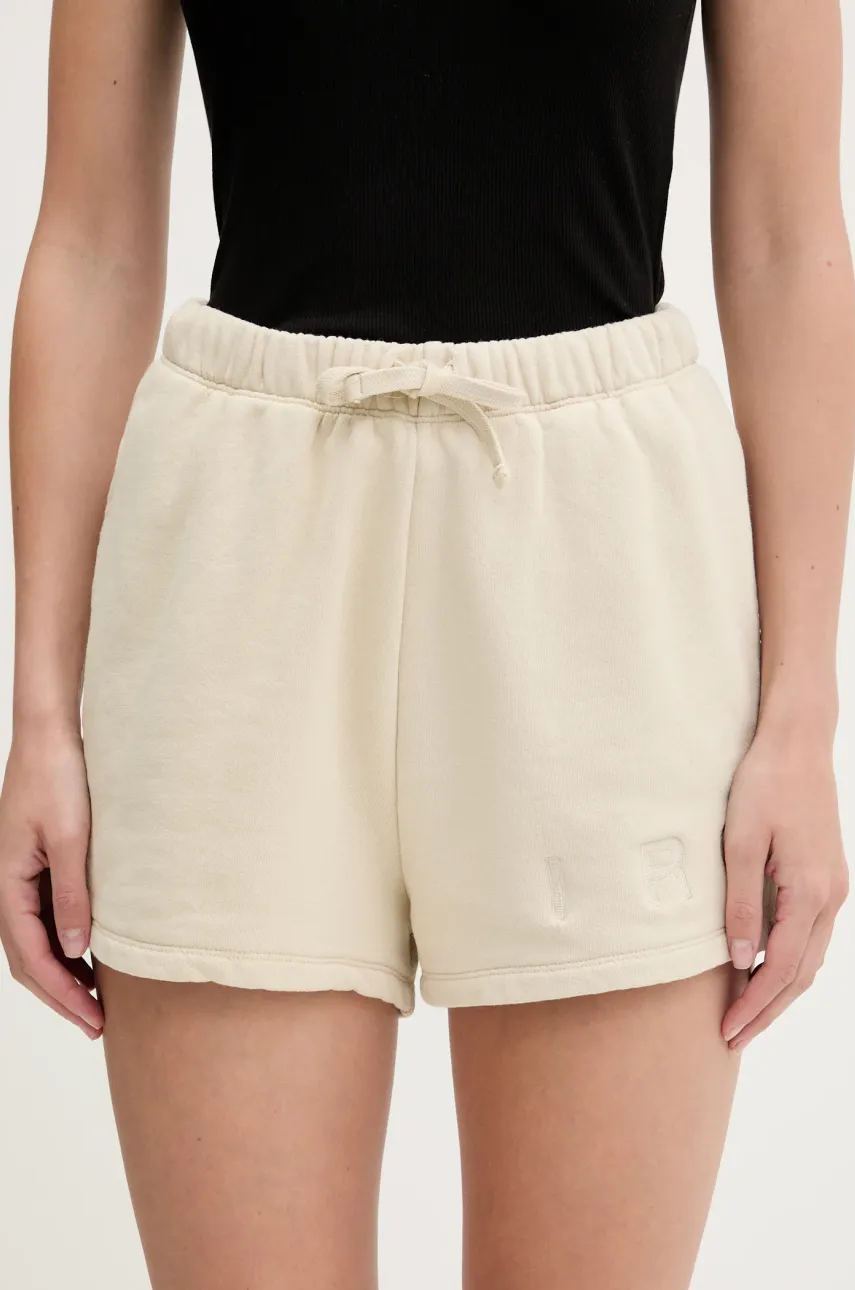 Levně Bavlněné šortky IRO dámské, béžová barva, s aplikací, high waist, WF30OCRESIA
