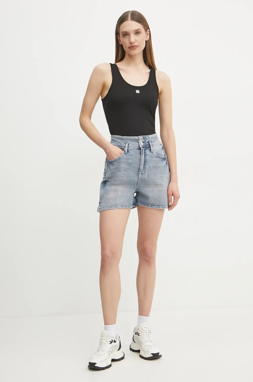 Джинсовые шорты Armani Exchange женские однотонные высокая посадка XW001053 AF12090 Джинсовые шорты Armani Exchange женские однотонные высокая посадка XW001053 AF12090