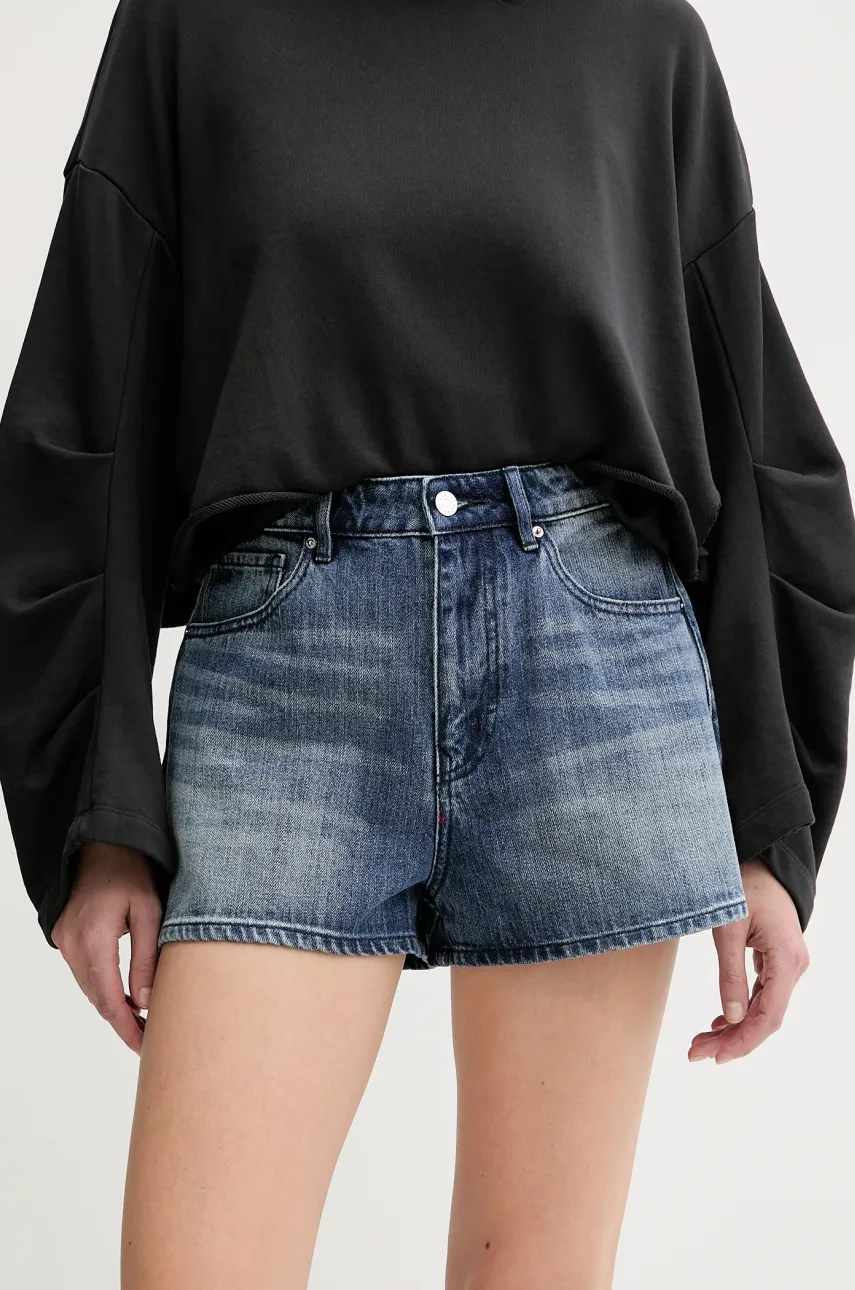 Levně Džínové šortky Armani Exchange dámské, modrá barva, high waist, XW000135 AF12845