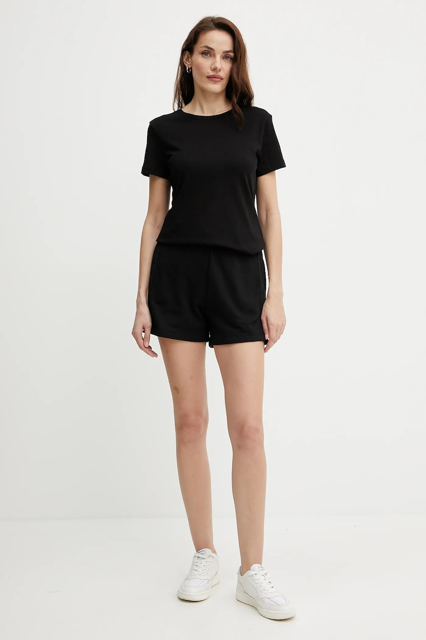 Хлопковые шорты Armani Exchange цвет чёрный однотонная высокая посадка XW000502 AF12804 Хлопковые шорты Armani Exchange цвет чёрный однотонная высокая посадка XW000502 AF12804