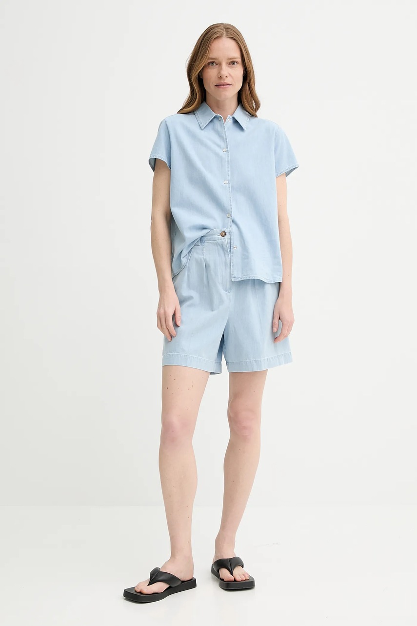 Джинсовые шорты A.P.C. short nola однотонная высокая посадка COGXX.F10201 Джинсовые шорты A.P.C. short nola однотонная высокая посадка COGXX.F10201