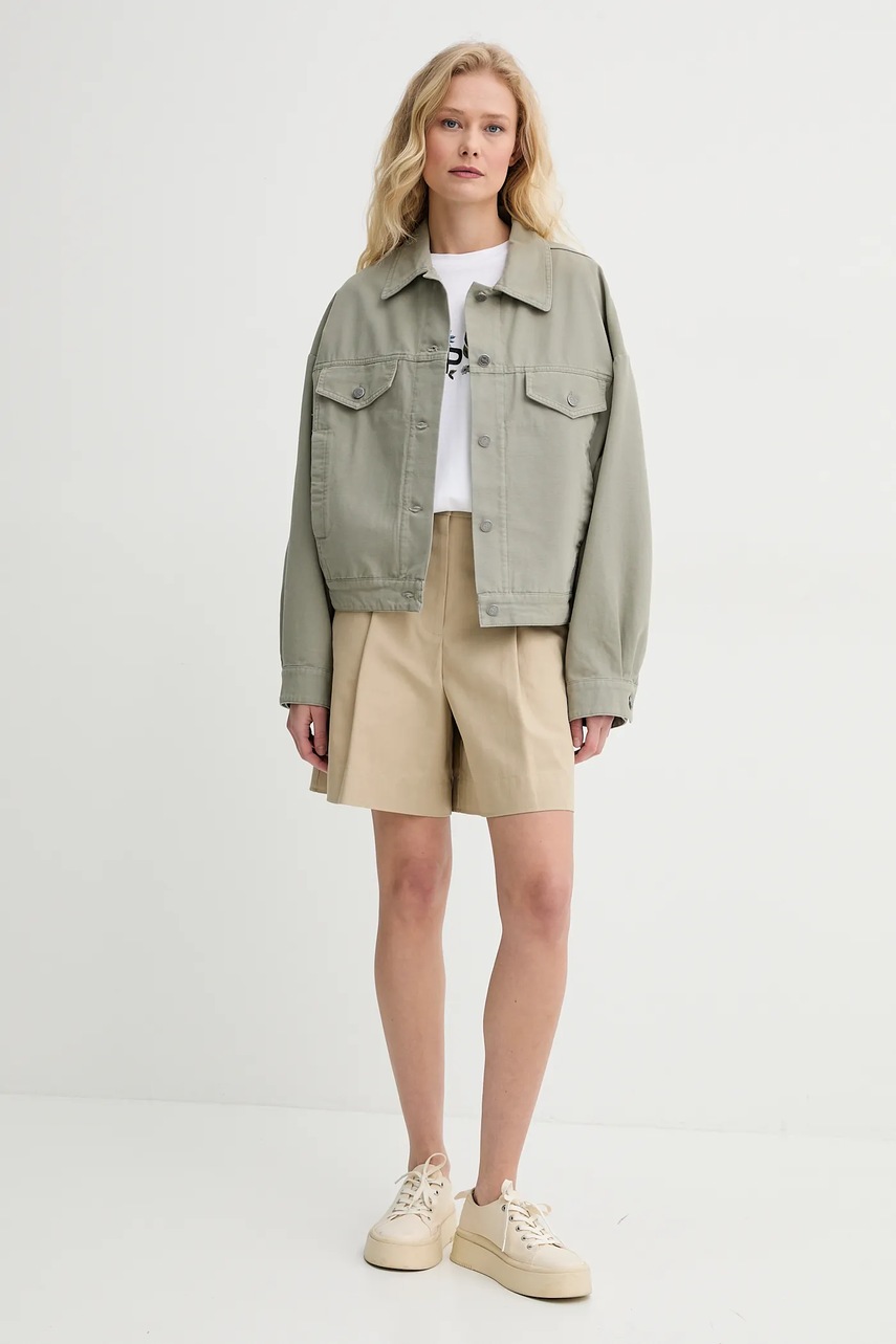 Хлопковые шорты A.P.C. short orlane женские цвет зелёный однотонные высокая посадка COHFU.F10214 Хлопковые шорты A.P.C. short orlane женские цвет зелёный однотонные высокая посадка COHFU.F10214