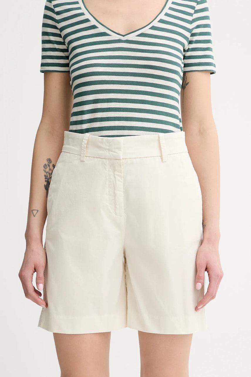 Marc O'Polo pantaloni scurți culoarea bej, uni, high waist, 503040015019