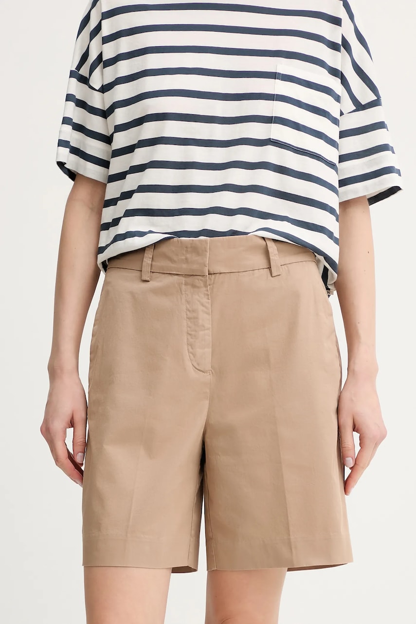 Marc O'Polo pantaloni scurți culoarea bej, uni, high waist, 503040015019