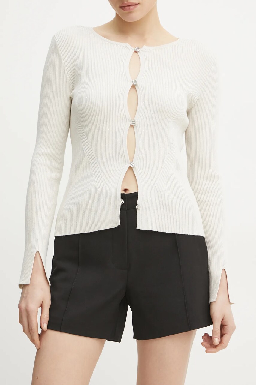 Levně Kraťasy Guess CORALISE dámské, černá barva, hladké, high waist, W5RD12 WGX02
