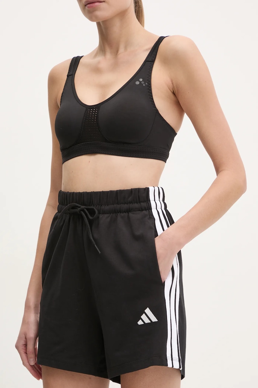 adidas pantaloni scurți Essentials femei, culoarea negru, cu imprimeu, high waist, JD0908