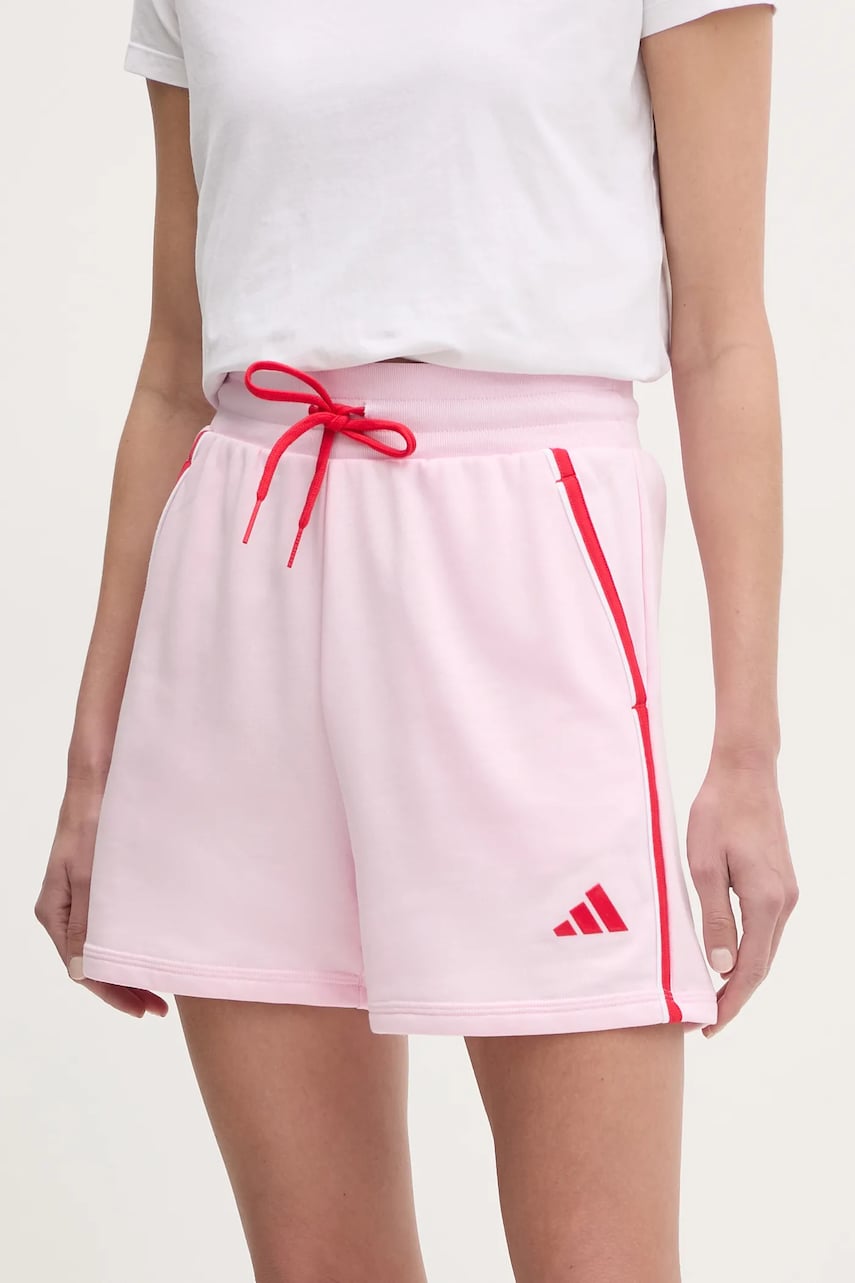 adidas pantaloni scurți W CB Color Pop femei, culoarea roz, cu imprimeu, high waist, JG6218 adidas pantaloni scurți W CB Color Pop femei, culoarea roz, cu imprimeu, high waist, JG6218