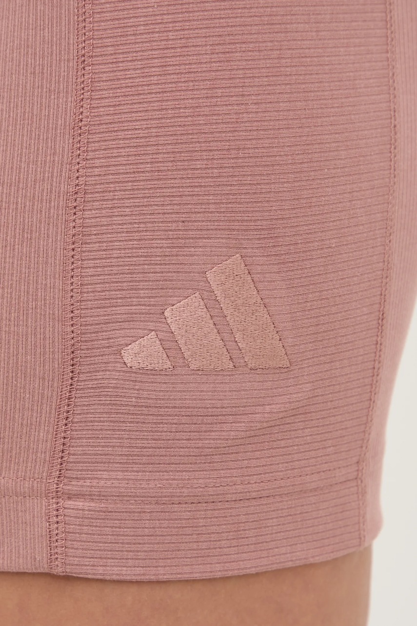 Шорти adidas ALL SZN RIB жіночі колір рожевий однотонні висока посадка JJ1232 