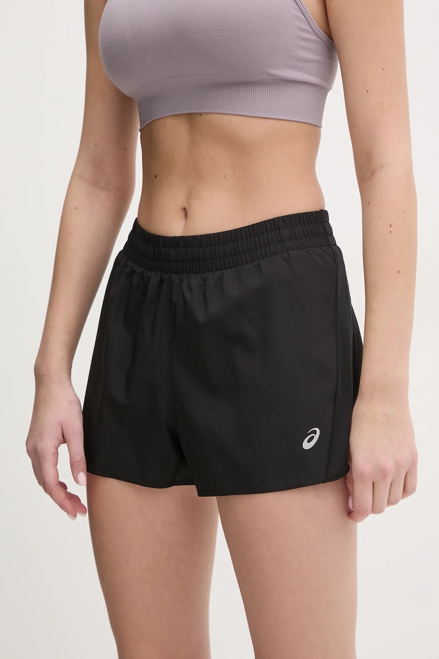 Asics pantaloni scurți de alergare Core culoarea negru, neted, medium waist, 2012D182 Asics pantaloni scurți de alergare Core culoarea negru, neted, medium waist, 2012D182