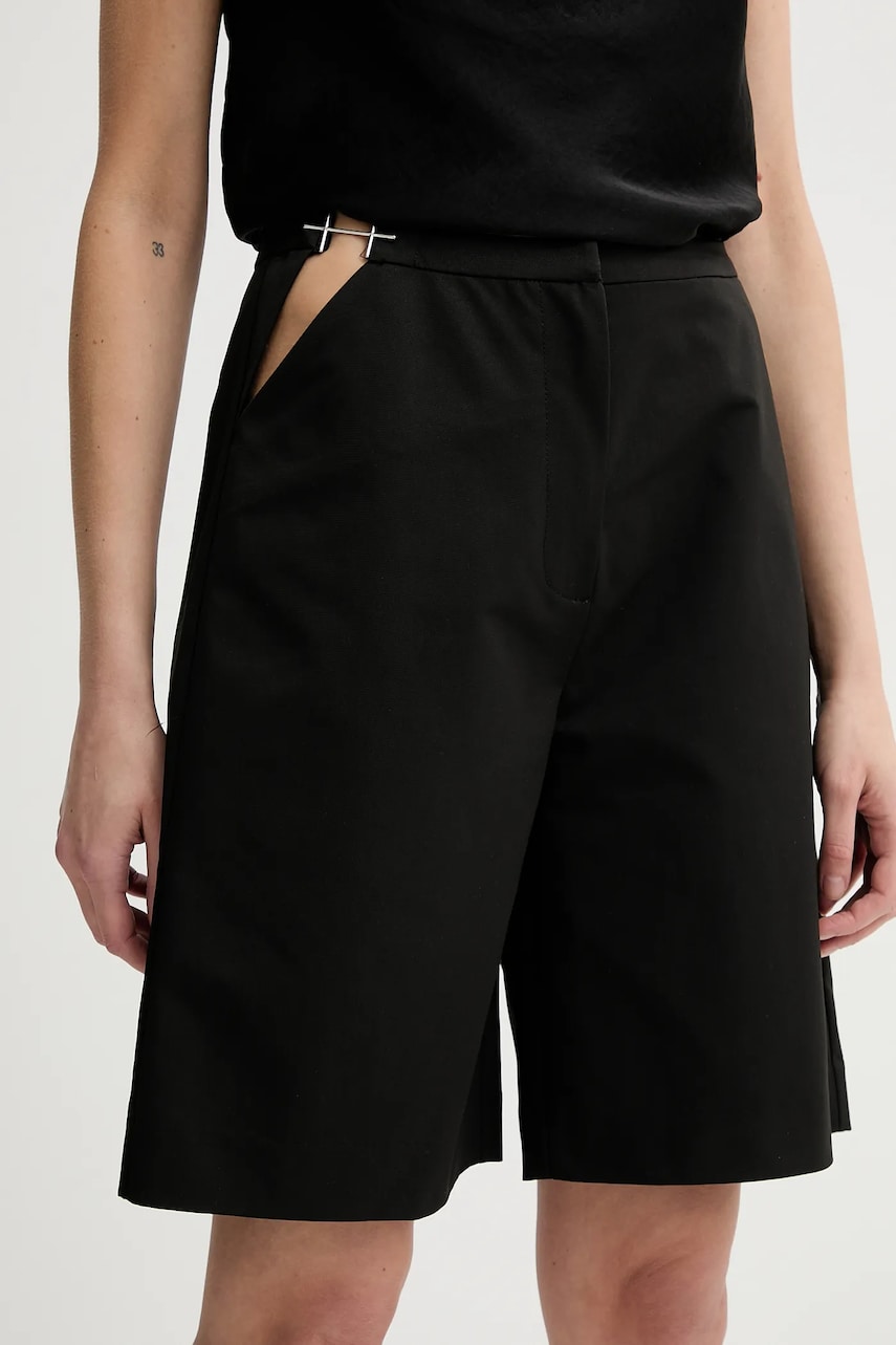 Heliot Emil pantaloni scurți femei, culoarea negru, uni, high waist, SS25_W_10_200_BLK01 Heliot Emil pantaloni scurți femei, culoarea negru, uni, high waist, SS25_W_10_200_BLK01