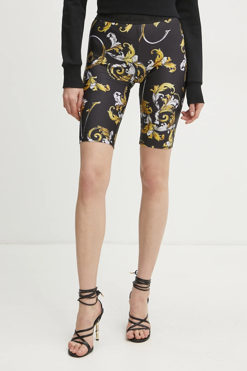 Versace Jeans Couture pantaloni scurti femei, culoarea negru, modelator, medium waist, 78HAC106 JS470 Versace Jeans Couture pantaloni scurti femei, culoarea negru, modelator, medium waist, 78HAC106 JS470