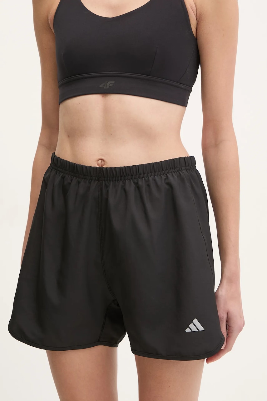 adidas Performance pantaloni scurți de alergare Run It culoarea negru, uni, high waist, IX5992 adidas Performance pantaloni scurți de alergare Run It culoarea negru, uni, high waist, IX5992