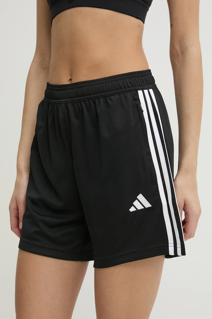 adidas Performance pantaloni scurti Tiro Essentials femei, culoarea negru, cu imprimeu, high waist, JD0591 adidas Performance pantaloni scurti Tiro Essentials femei, culoarea negru, cu imprimeu, high waist, JD0591