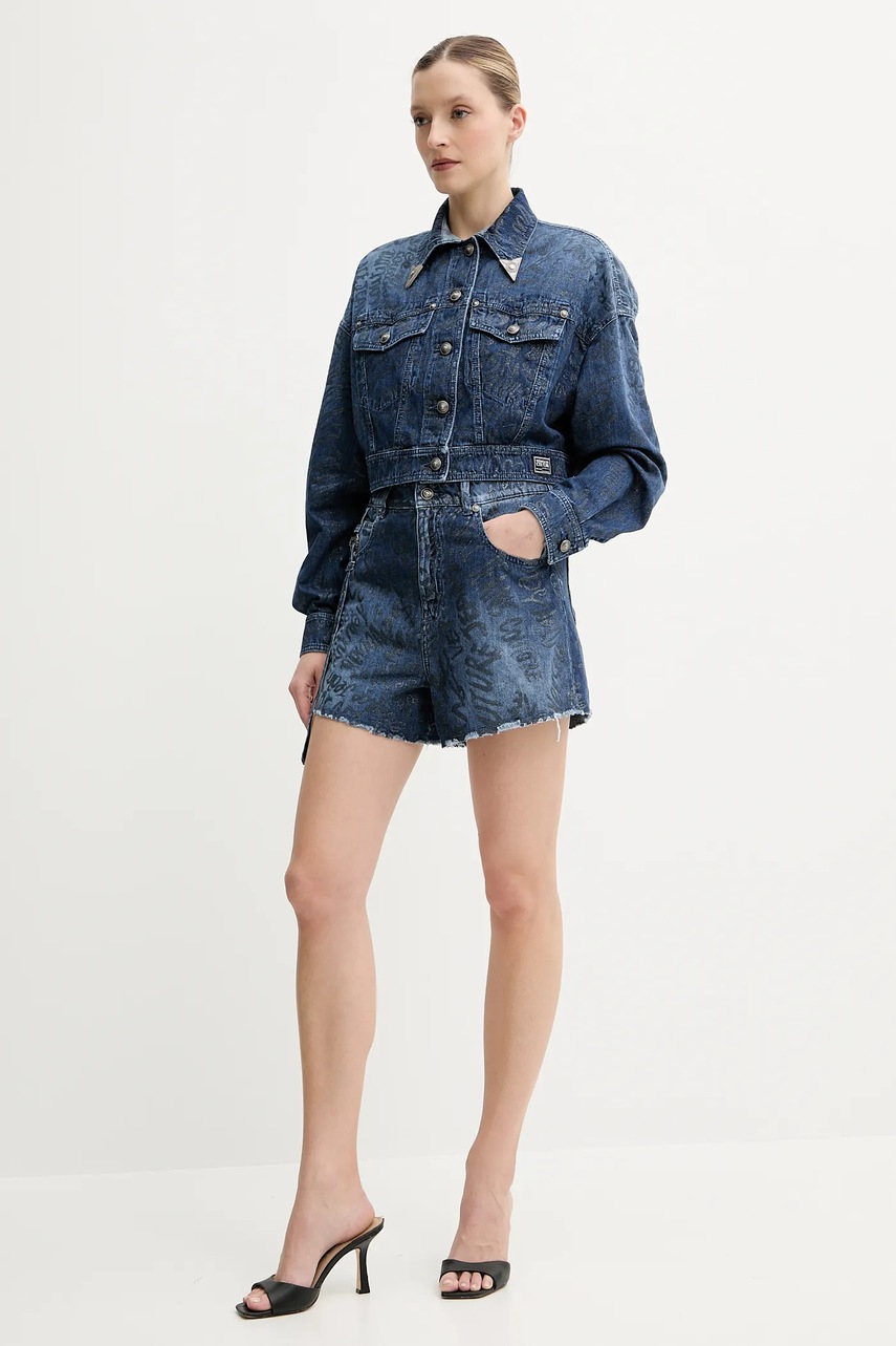 Шорты Versace Jeans Couture цвет синий с принтом высокая посадка 78HAD51G DS025LF1
