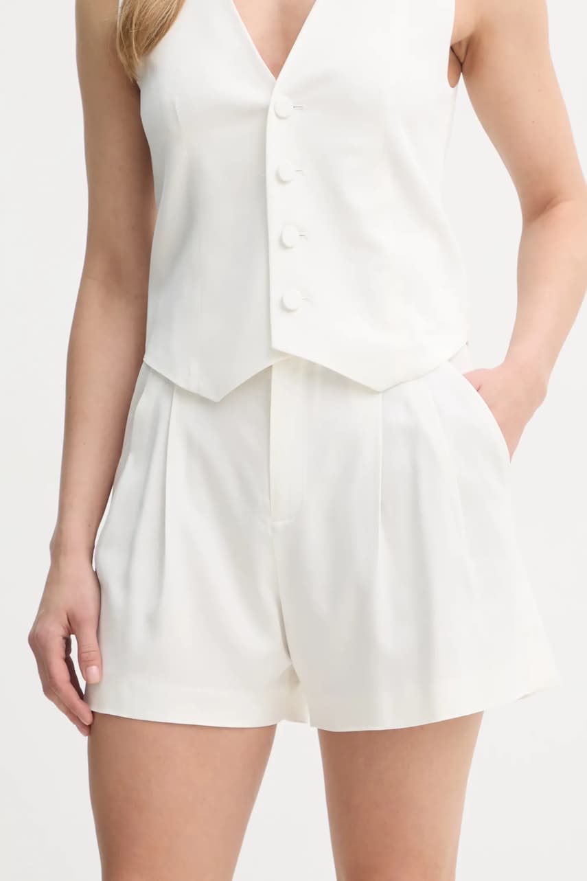 A.L.C. pantaloni scurti din lana culoarea alb, neted, high waist, 2PANT01124 A.L.C. pantaloni scurti din lana culoarea alb, neted, high waist, 2PANT01124