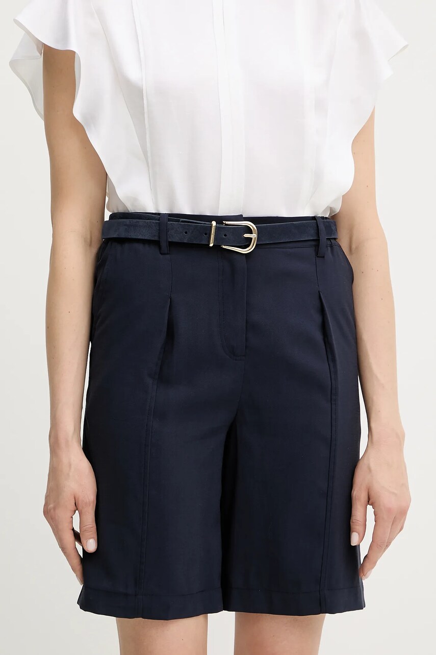 Levně Kraťasy Patrizia Pepe dámské, tmavomodrá barva, hladké, high waist, 2P1661 A573