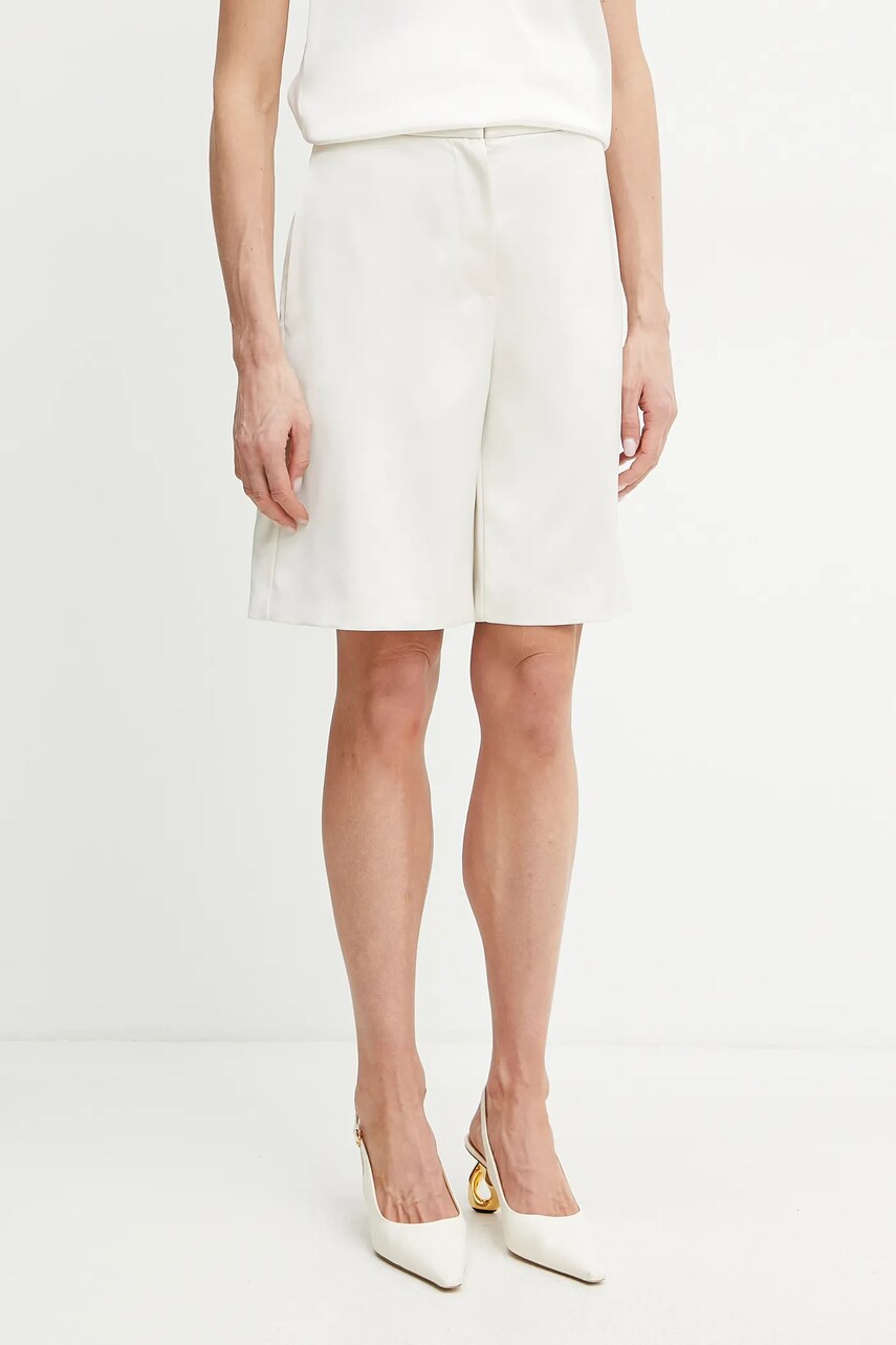 Levně Kraťasy Patrizia Pepe dámské, béžová barva, hladké, high waist, 2P1663 A563