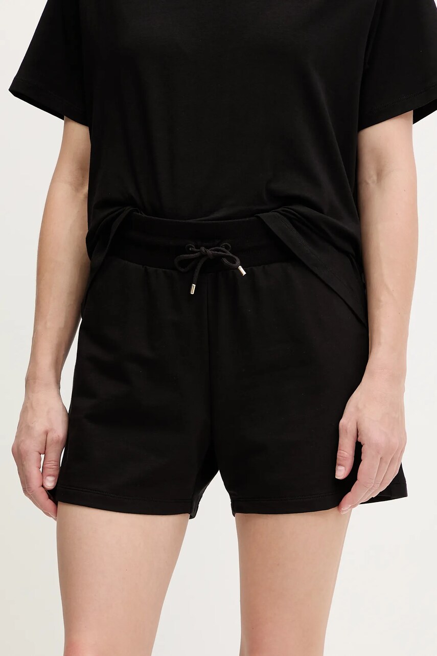 Levně Kraťasy EA7 Emporio Armani dámské, černá barva, medium waist, AF13135.7W000079