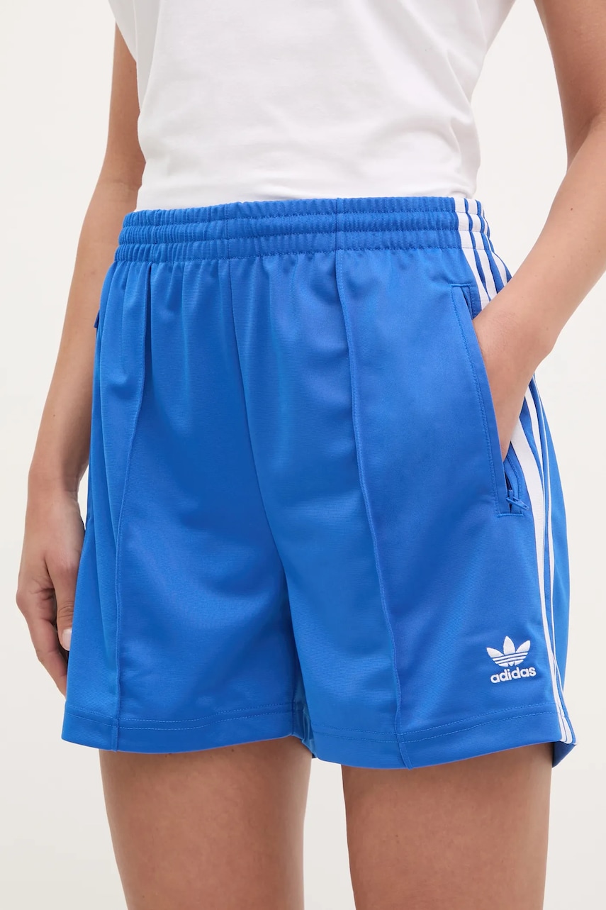 adidas Originals pantaloni scurti Firebird femei, culoarea violet, cu imprimeu, high waist, JD0817 adidas Originals pantaloni scurti Firebird femei, culoarea violet, cu imprimeu, high waist, JD0817