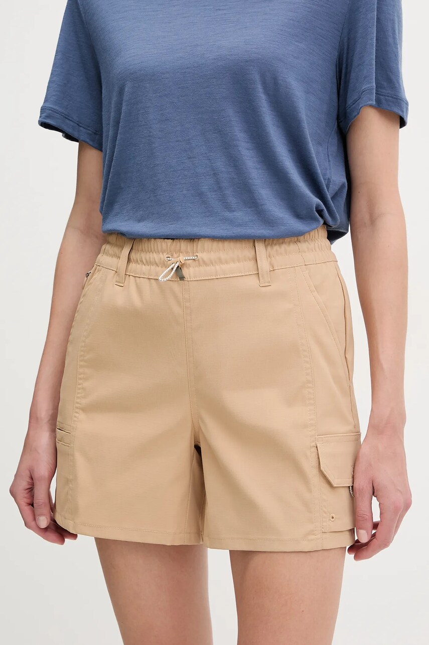 Levně Outdoorové šortky Columbia Weekend Rays zelená barva, high waist, 2114784