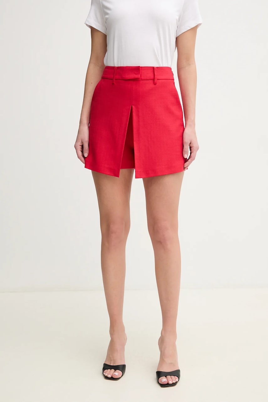 Simona Corsellini fustă pantaloni culoarea rosu, uni, high waist, P25CPPG002