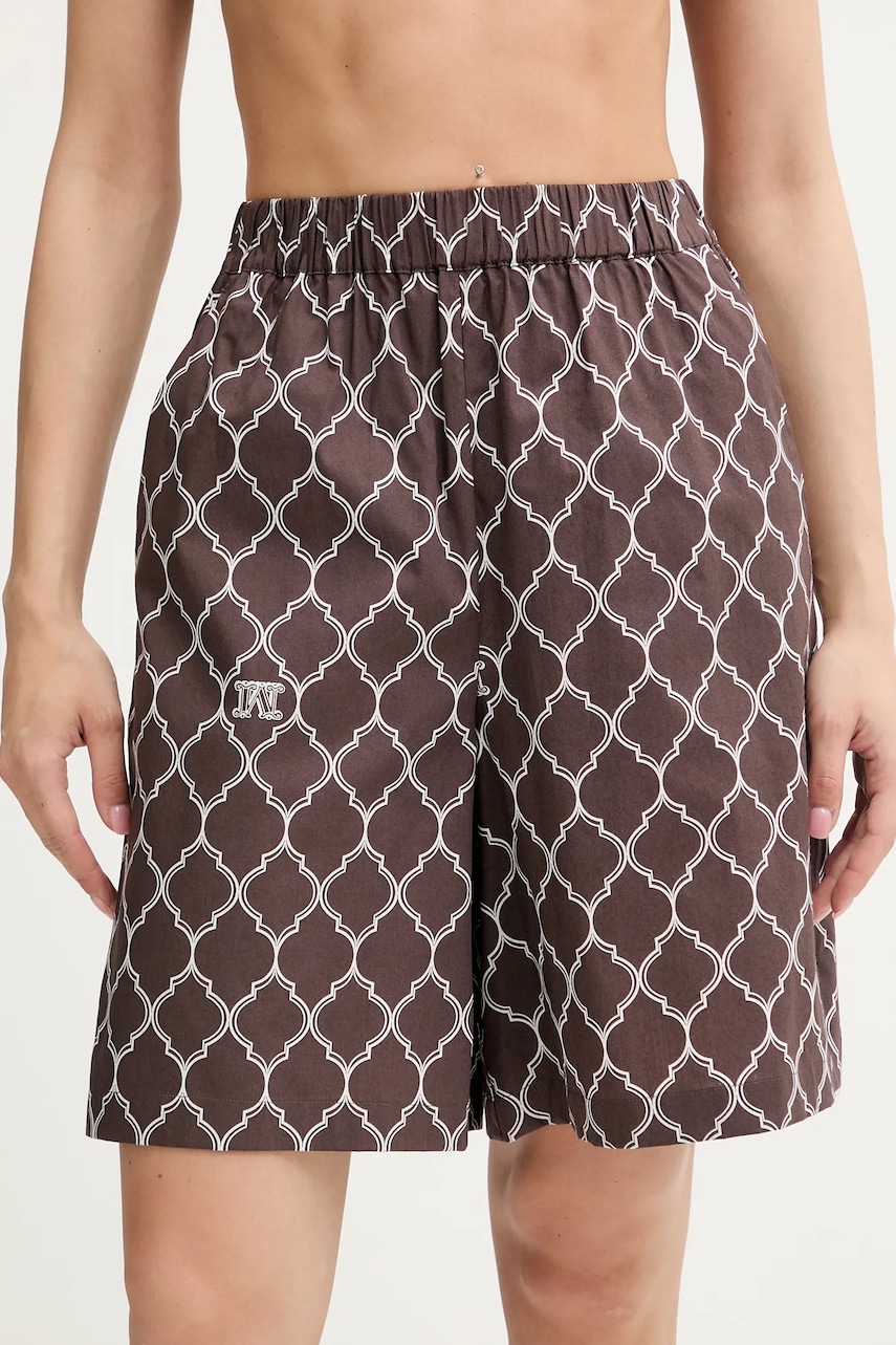 Max Mara Beachwear pantaloni scurți de plajă din bumbac culoarea maro, 2516141029600 Max Mara Beachwear pantaloni scurți de plajă din bumbac culoarea maro, 2516141029600