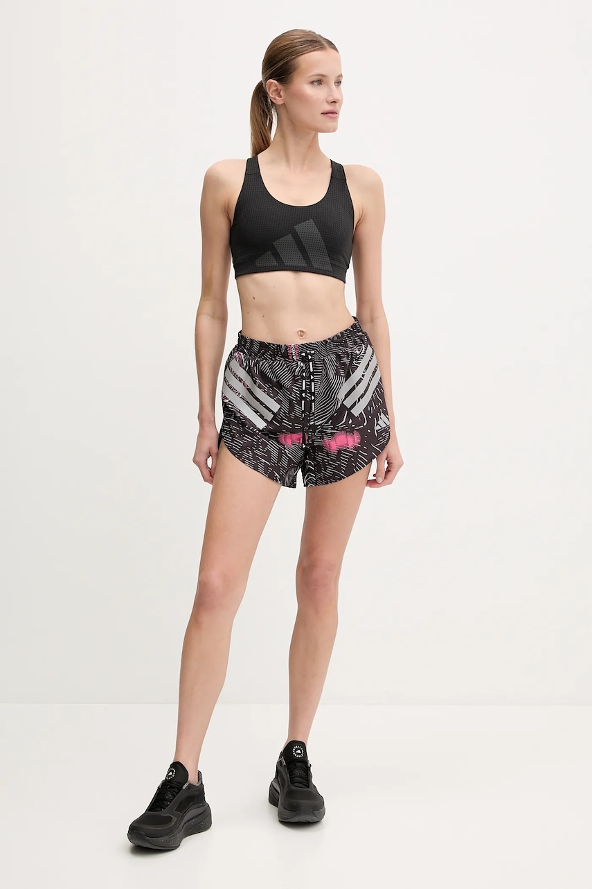 Шорты для бега adidas Performance цвет чёрный узор высокая посадка JC7389 Шорты для бега adidas Performance цвет чёрный узор высокая посадка JC7389