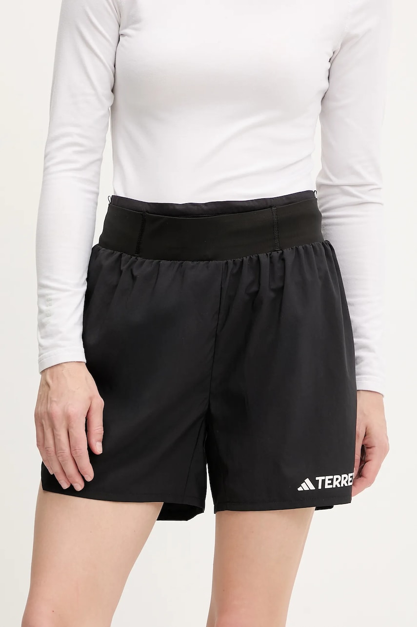 adidas TERREX pantaloni scurți sport Xperior culoarea negru, cu imprimeu, high waist, JF1255 adidas TERREX pantaloni scurți sport Xperior culoarea negru, cu imprimeu, high waist, JF1255