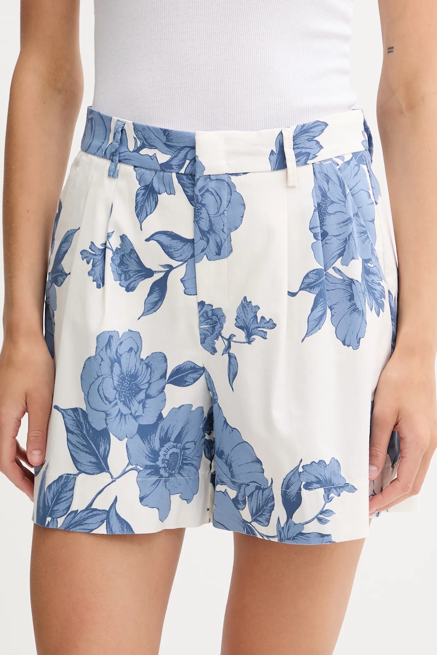 OUI pantaloni scurți culoarea alb, modelator, high waist, 93235