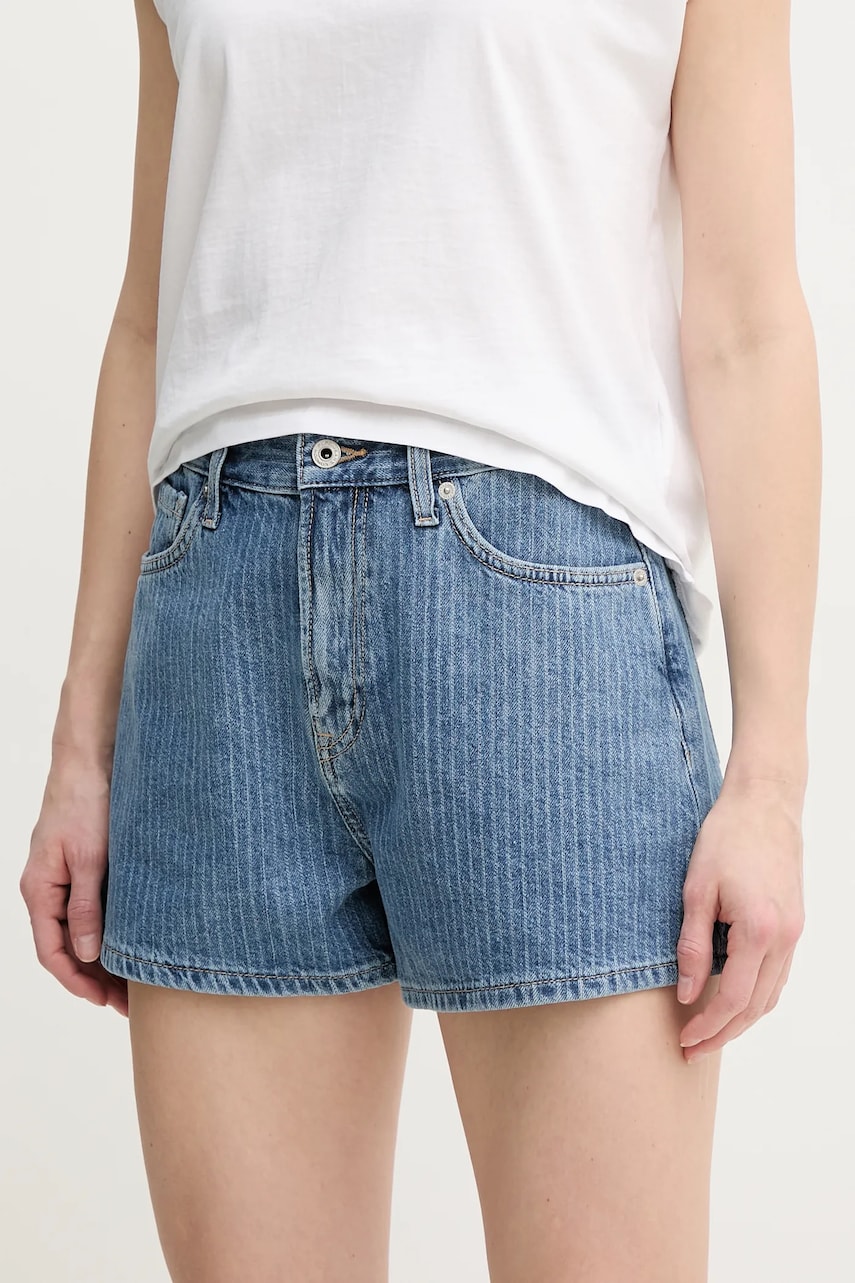 Pepe Jeans pantaloni scurti jeans A-LINE SHORT HW SUZIE femei, modelator, high waist, PL801111ID1 Pepe Jeans pantaloni scurti jeans A-LINE SHORT HW SUZIE femei, modelator, high waist, PL801111ID1