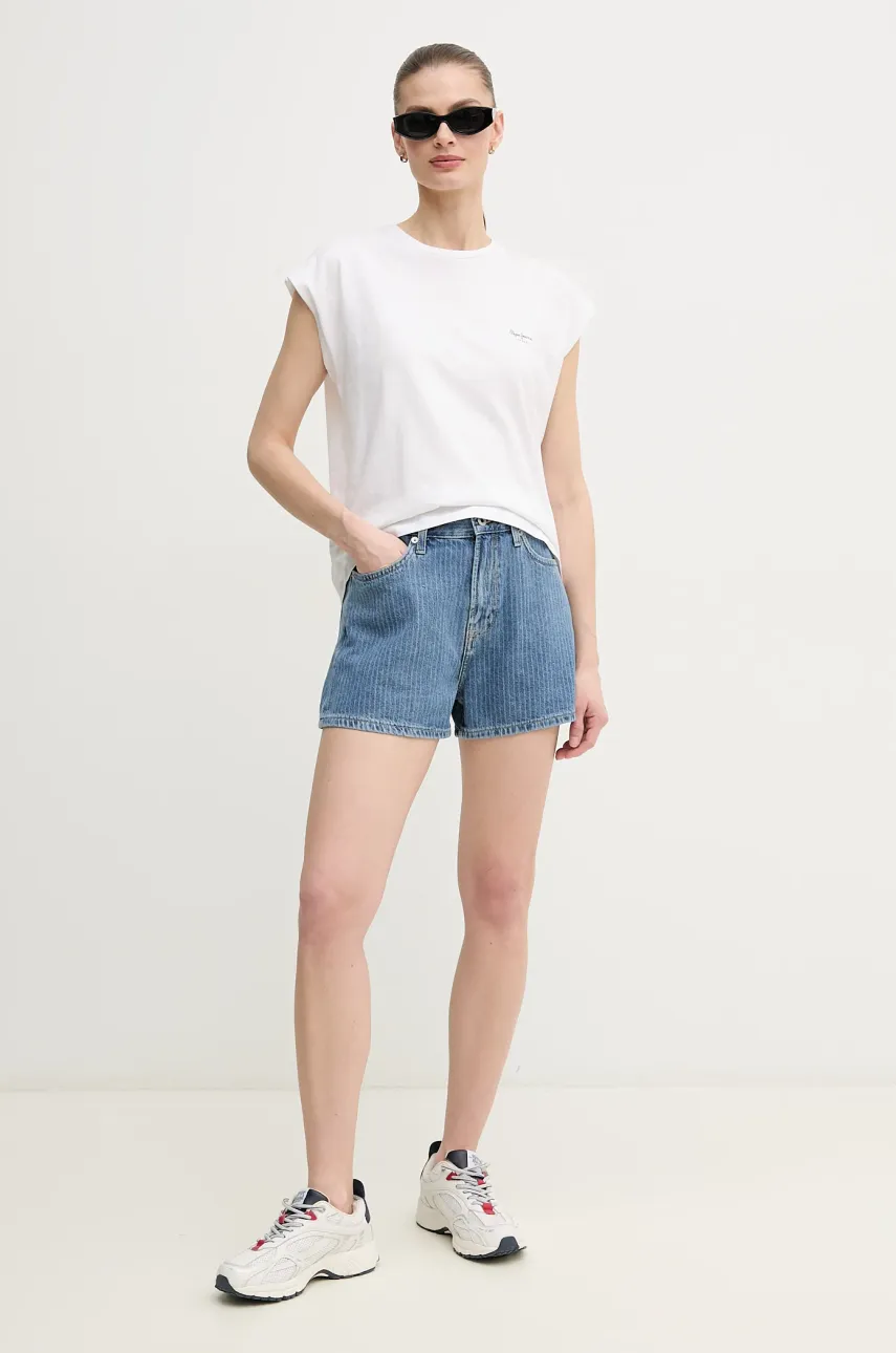 Джинсовые шорты Pepe Jeans A-LINE SHORT HW SUZIE женские с узором высокая посадка PL801111ID1 Джинсовые шорты Pepe Jeans A-LINE SHORT HW SUZIE женские с узором высокая посадка PL801111ID1