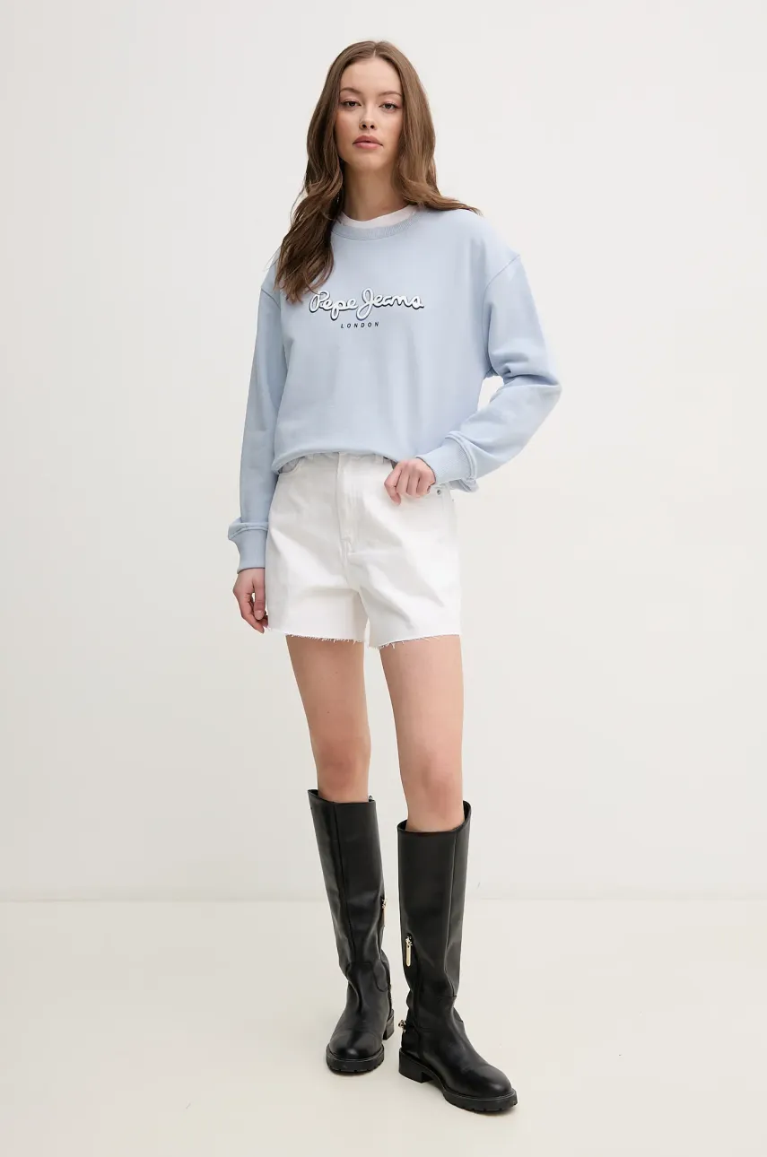 Джинсовые шорты Pepe Jeans A-LINE SHORT UHW RACHEL женские цвет белый однотонные высокая посадка PL801112TC0 Джинсовые шорты Pepe Jeans A-LINE SHORT UHW RACHEL женские цвет белый однотонные высокая посадка PL801112TC0
