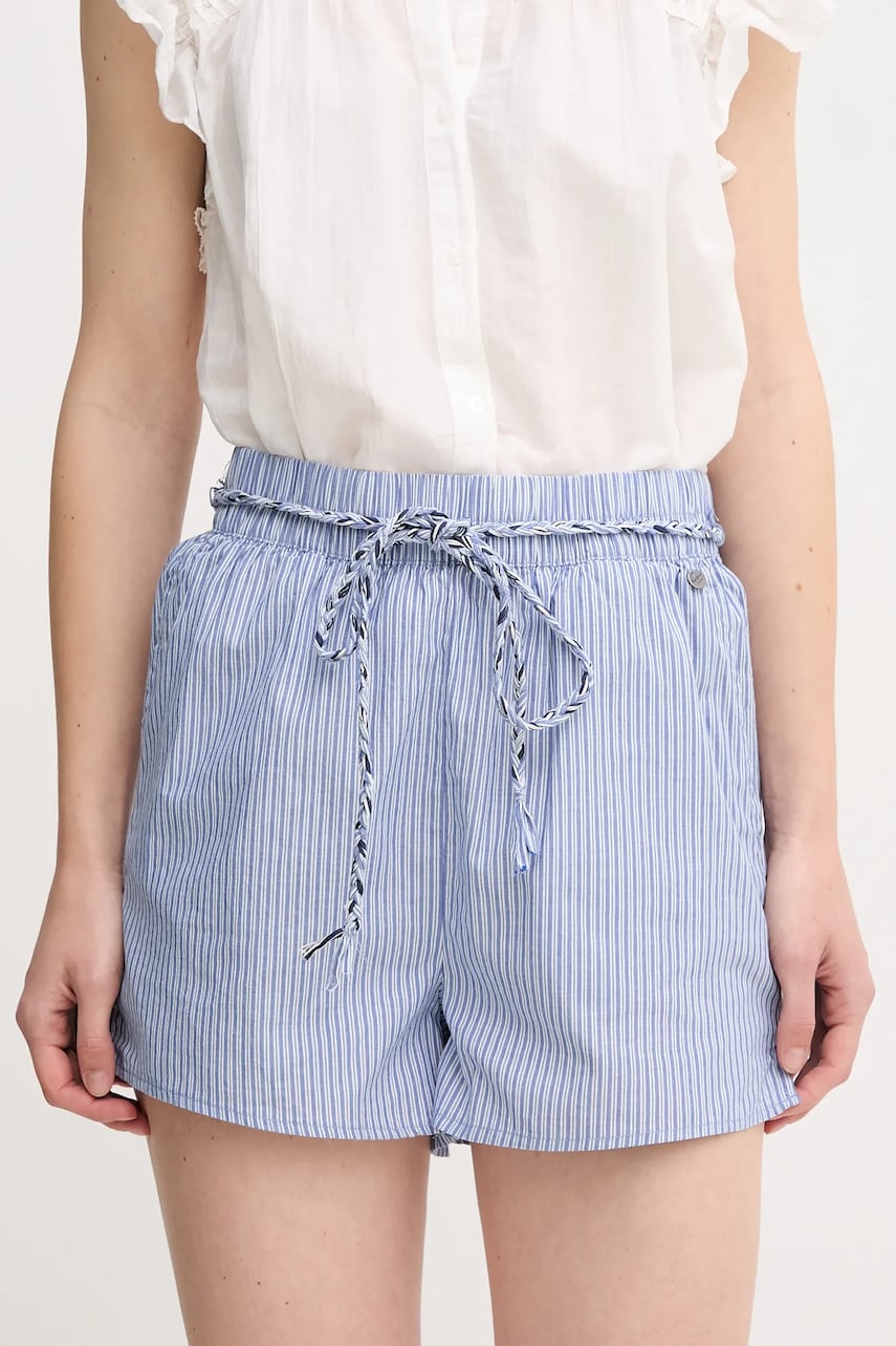 Pepe Jeans pantaloni scurți din bumbac DONOVAN femei, cu imprimeu, high waist, PL801162 Pepe Jeans pantaloni scurți din bumbac DONOVAN femei, cu imprimeu, high waist, PL801162