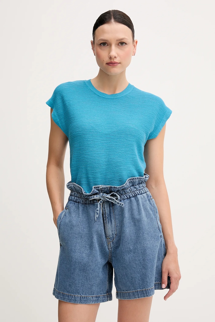 Rifľové krátke nohavice Pepe Jeans A-LINE SHORT UHW CINCH