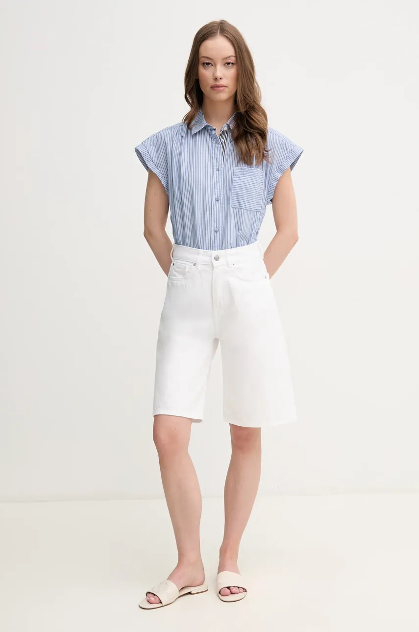Джинсовые шорты Pepe Jeans BERMUDA SHORT UHW WHT женские цвет белый однотонные высокая посадка PL801181 Джинсовые шорты Pepe Jeans BERMUDA SHORT UHW WHT женские цвет белый однотонные высокая посадка PL801181
