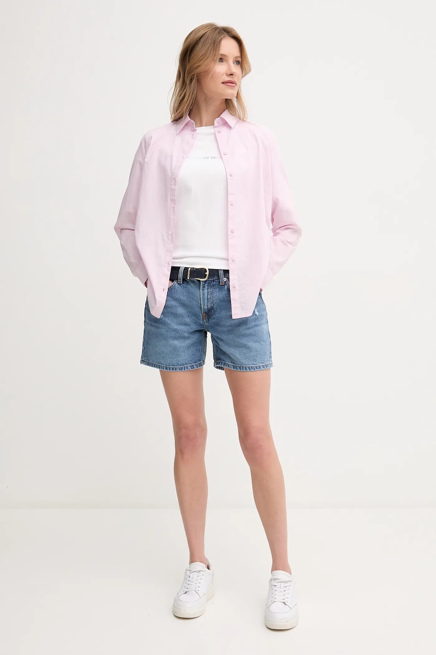 Хлопковые джинсовые шорты Pepe Jeans REGULAR SHORT HW MABLE однотонная средняя посадка PL801188IC6