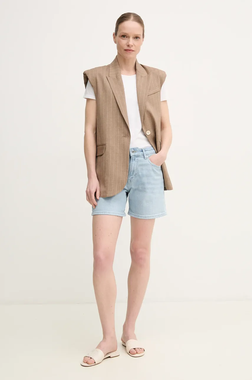 Джинсовые шорты Pepe Jeans FITTED SHORT HW MARY женские однотонные высокая посадка PL801191PG7 Джинсовые шорты Pepe Jeans FITTED SHORT HW MARY женские однотонные высокая посадка PL801191PG7