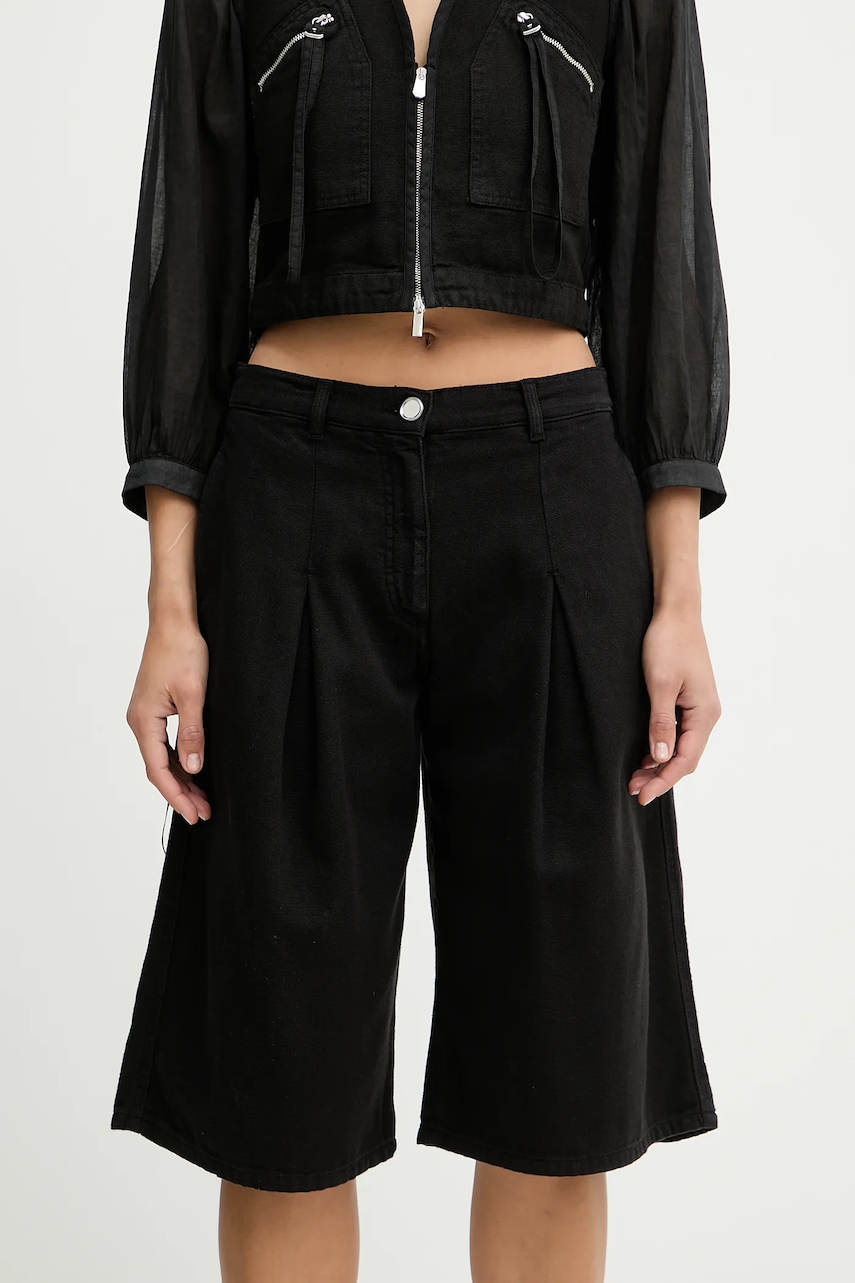 Bavlněné šortky Pinko dámské, černá barva, high waist, 105245 A2M8