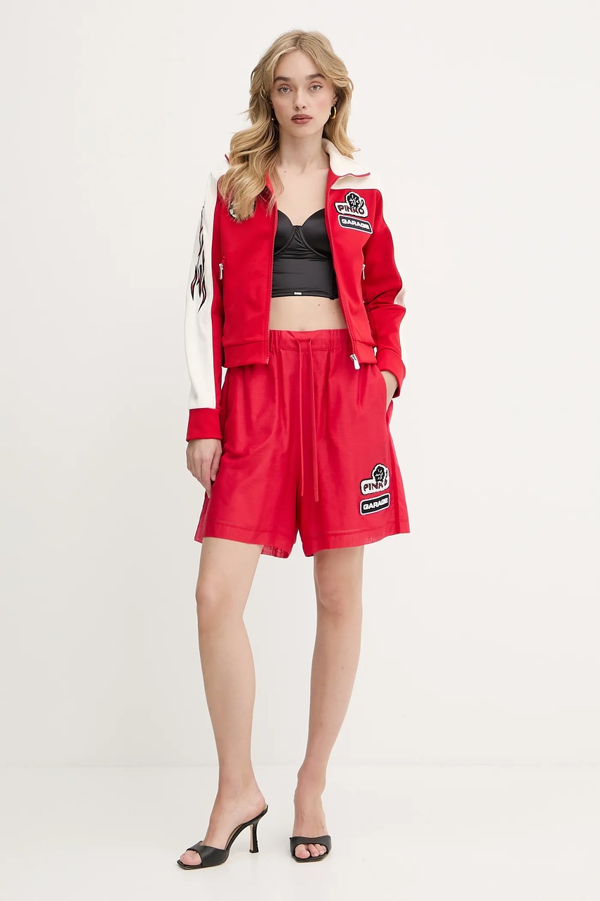 Шорты Pinko цвет красный однотонная высокая посадка 105243 A2M7