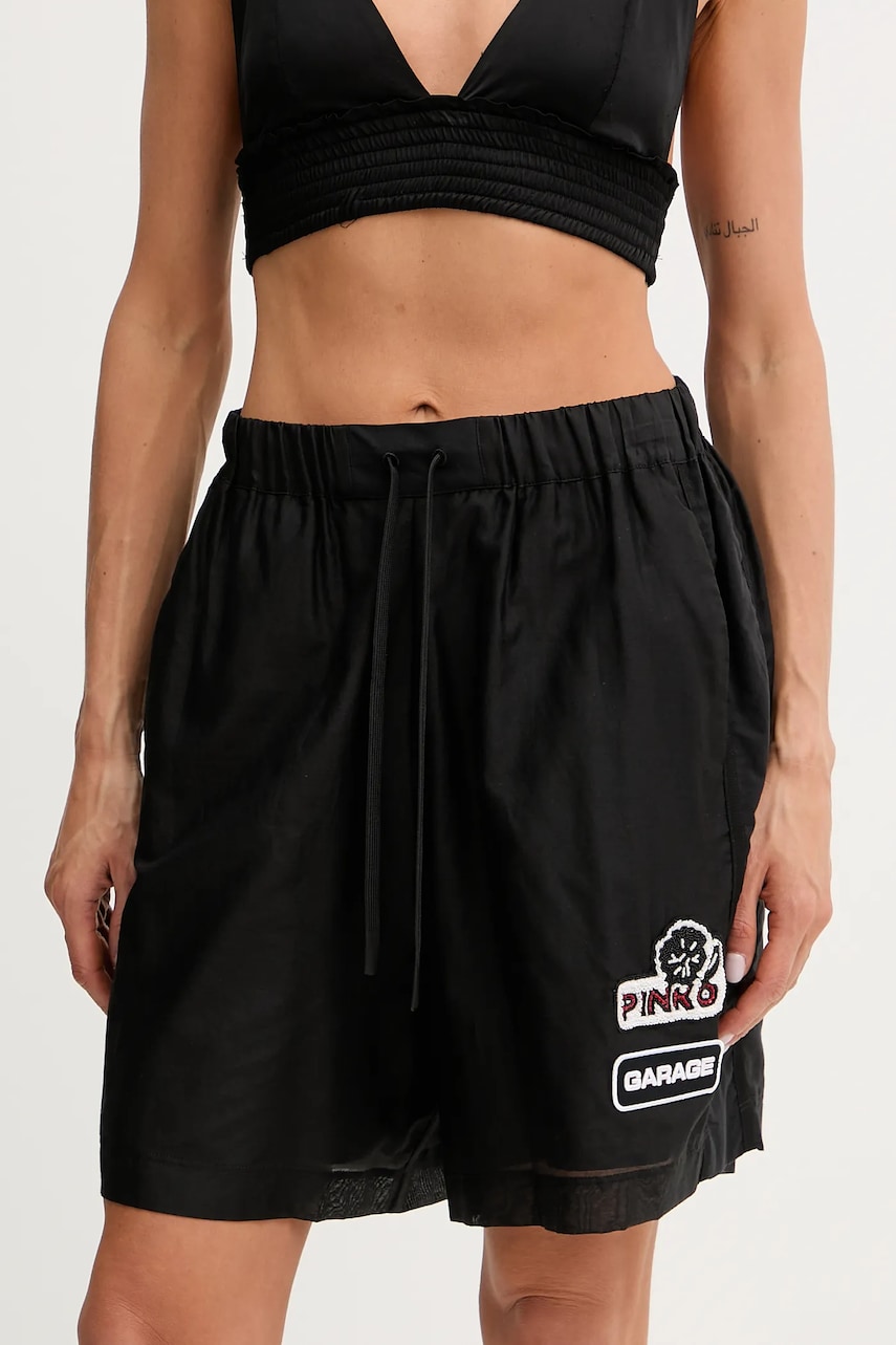 Levně Kraťasy Pinko dámské, černá barva, high waist, 105243 A2M7