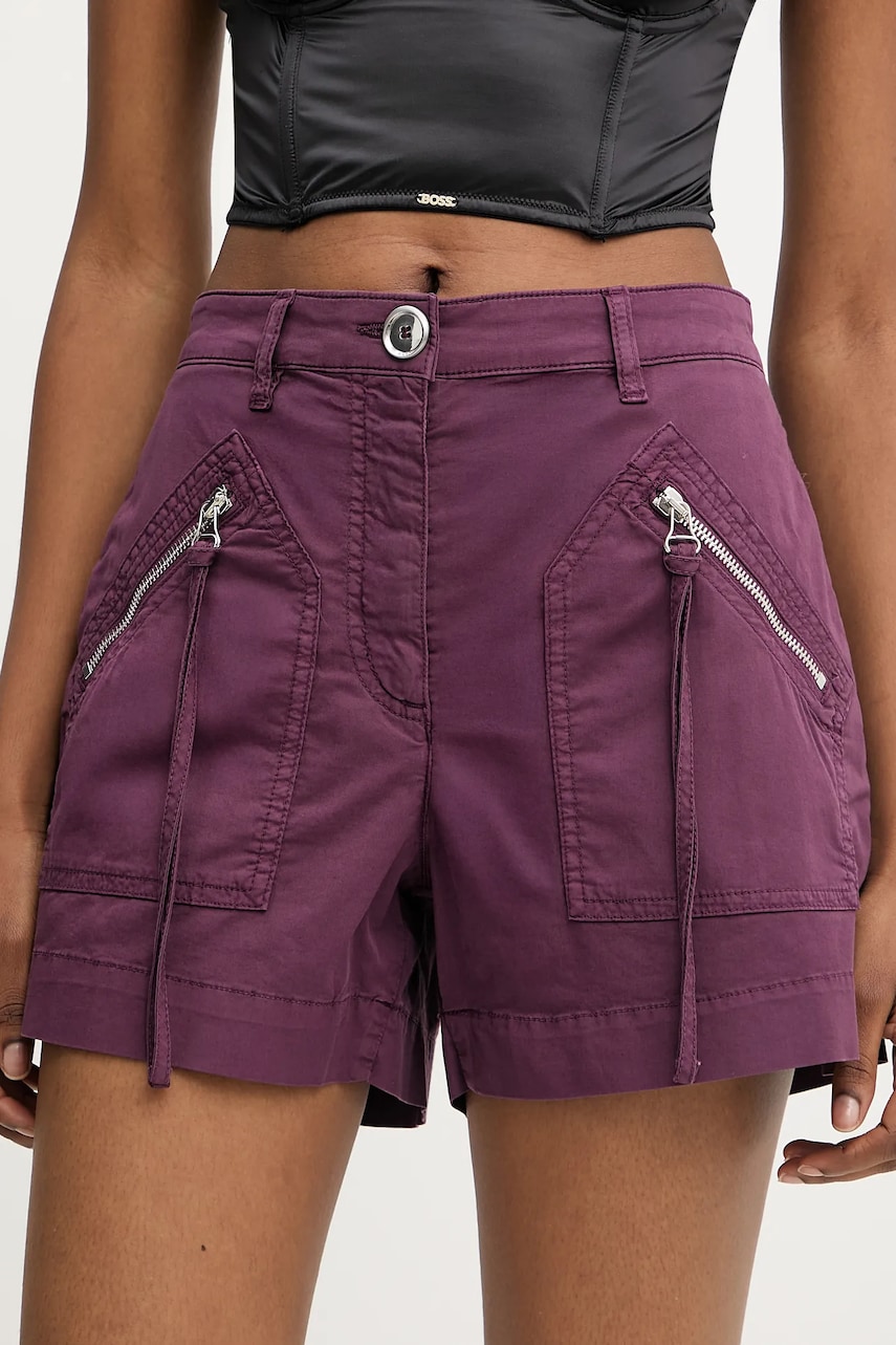 Levně Kraťasy Pinko dámské, fialová barva, medium waist, 105159 A2L8