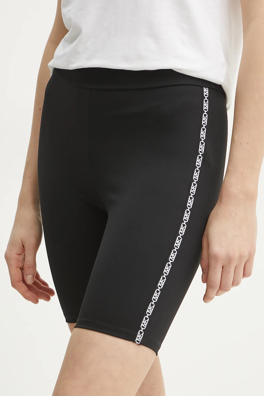 MICHAEL Michael Kors pantaloni scurti femei, culoarea negru, cu imprimeu, high waist, MR530QN1RE MICHAEL Michael Kors pantaloni scurti femei, culoarea negru, cu imprimeu, high waist, MR530QN1RE