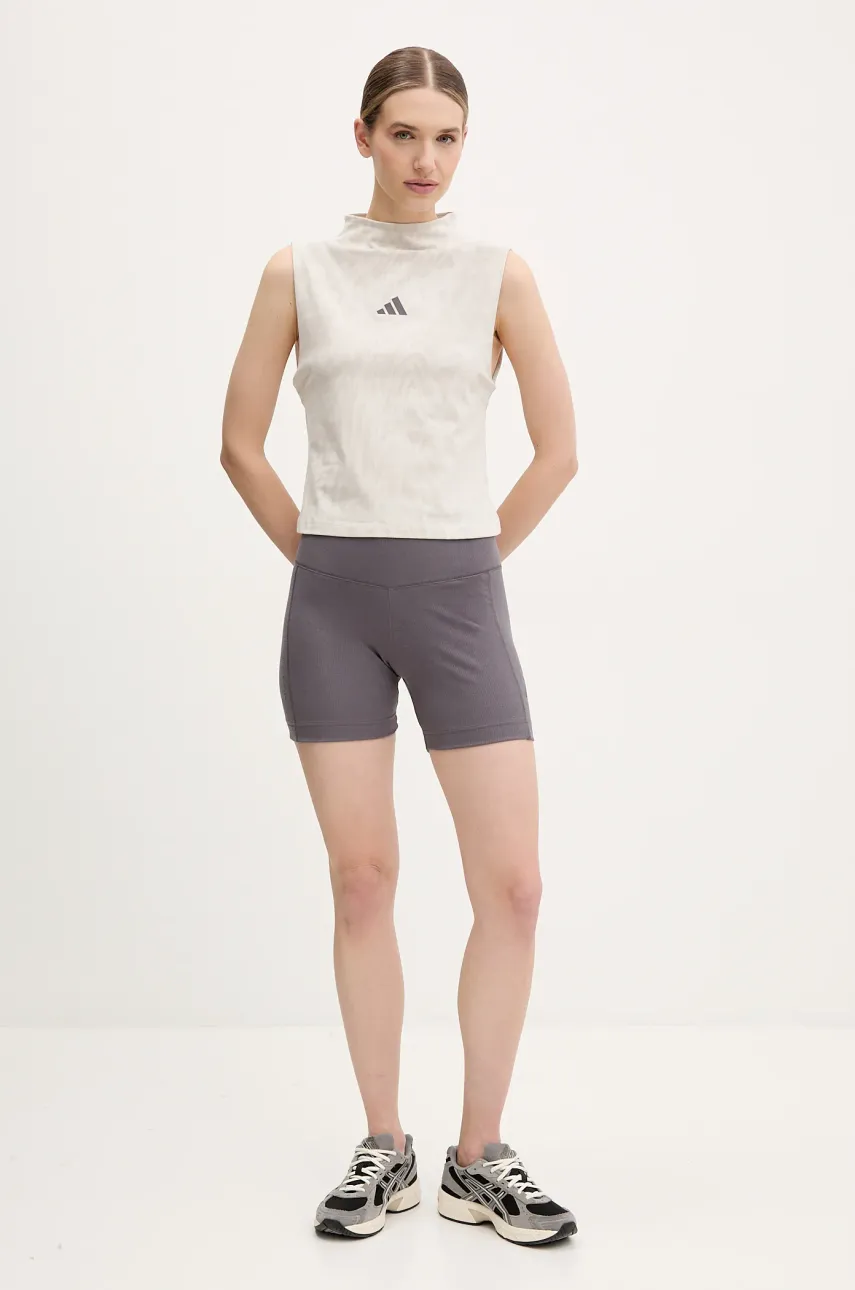 Шорты adidas ALL SZN RIB женские цвет фиолетовый однотонные высокая посадка JJ1233 Шорты adidas ALL SZN RIB женские цвет фиолетовый однотонные высокая посадка JJ1233
